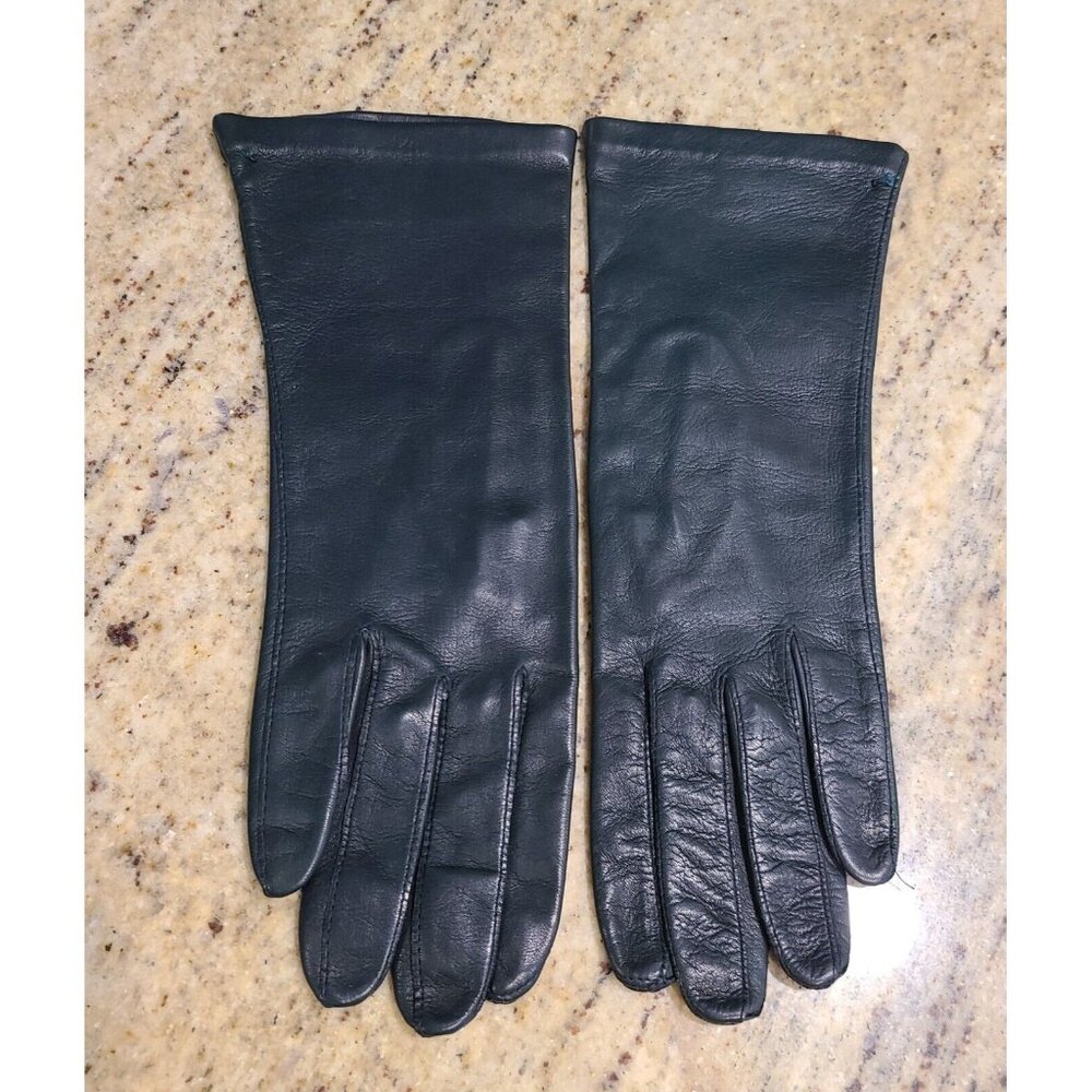 Vintage Size S 7 Faded Green Soft Leather 10" Long Formal Gloves Lined Shalimar
